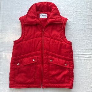 Vintage Herbert John Red Puffer Vest Mens Medium Quilted Full Zip Sleeveless